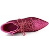 Allegra K Women's Glitter Lace-Up Pointed Toe Block Heel Ankle Boots - 4 of 4