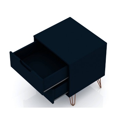 Tatiana Midnight Blue Mid-Century 2-Drawer Nightstand Set