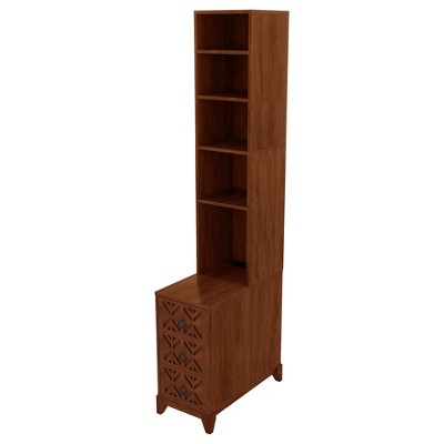 Vynxaria Decorative Storage Drawers - Natural Tall Side Table with 3 Drawers and Adjustable Shelves