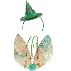 HalloweenCostumes.com One Size Fits Most  Women  Disney Sleeping Beauty Fauna Headband & Wings Kit, Orange/Green - 1 of 4
