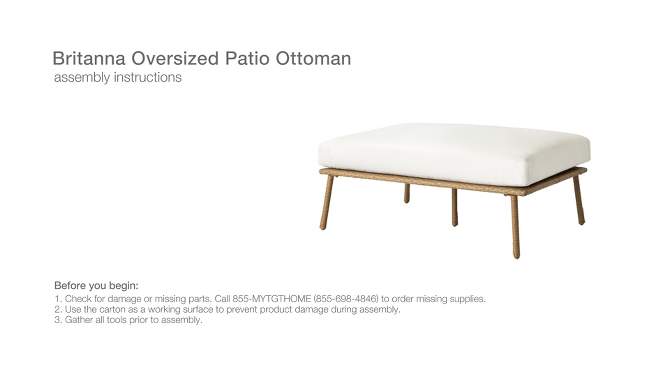 Britanna Oversized Patio Ottoman - Linen - Threshold&#8482;, 2 of 7, play video