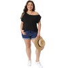 Women's Plus Size One Shoulder Short Sleeve Casual Summer Basic Blouses - Agnes Orinda - 3 of 4
