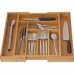 Expandable Cutlery Bamboo Kitchen Utensils and Flatware Drawer Divider/Organizer - Homeitusa