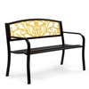 DOMETOUR 47.5-Inch Outdoor Metal Bench with Decorative Backrest, Durable Patio Garden Seat for Porch, Lawn, and Backyard - 2 of 4