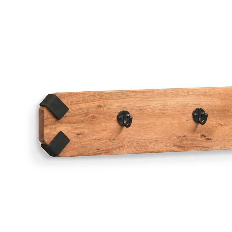 48" Ryegate Live Edge Wood Bench with Coat Hooks Set Natural - Alaterre Furniture, 6 of 7