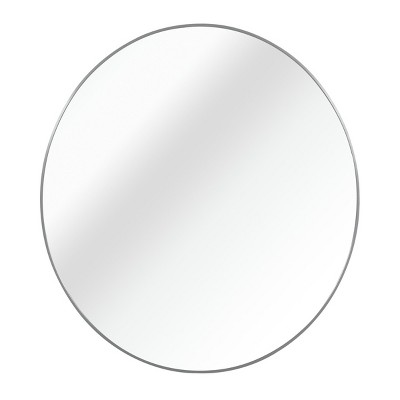 GlasFlength Decorative Wall Mirrors Modern Round Mirror with Metal Frame Elegant Design for Bathroom and Living Spaces, Silver, 36"*36"*1.1"