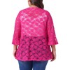 Agnes Orinda Women's Plus Size Casual Open Front 3/4 Sleeve Sheer Lace Cardigan - 4 of 4