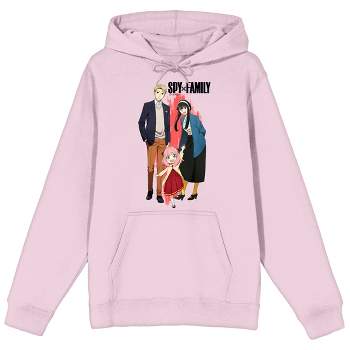 Spy X Family Forger Family & Logo Long Sleeve Cradle Pink Men's Hooded Sweatshirt