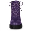 BLISSFUL STEP Women's Round Toe Chunky Heel Lug Sole Lace Up Zipper Combat Boots - 2 of 4