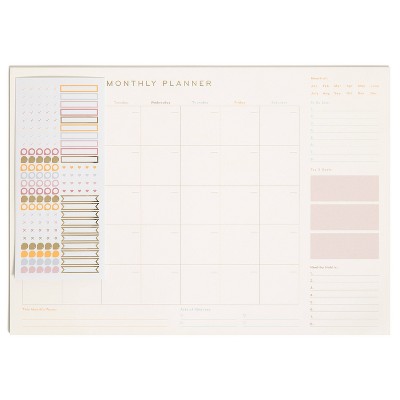 U Brands Undated 18-Month Desktop Calendar 17"x12" Mottled Dye: Perforated Pages, Multicolored, Adult Stationery