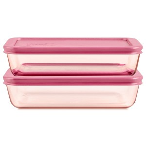 Pyrex® Simply Store® Tinted 4pc Lidded Rectangle Storage Set - 1 of 4