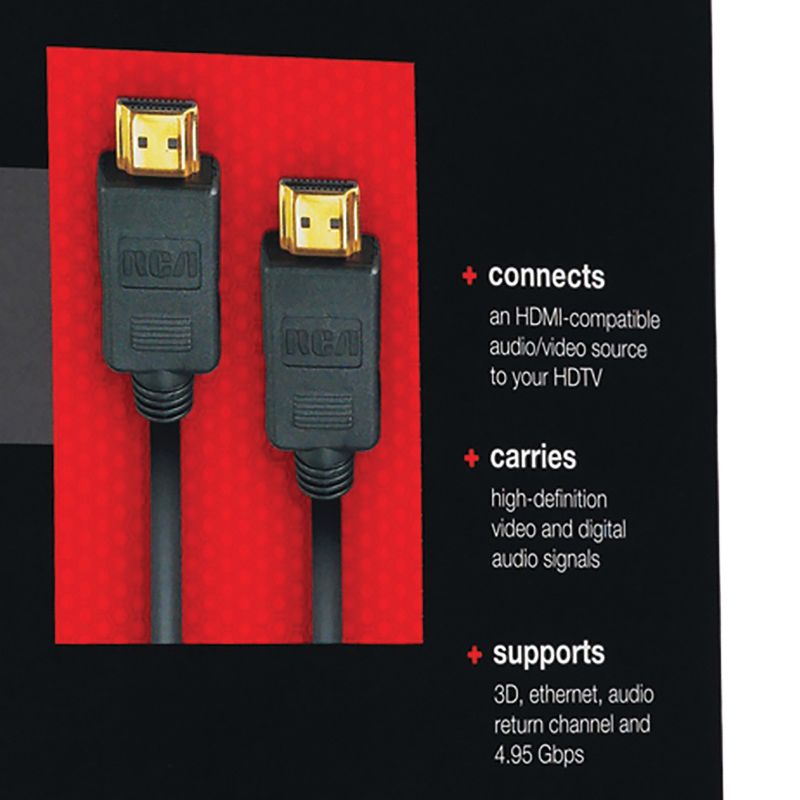 RCA Digital Plus High Speed HDMI® Cable with Ethernet, Black, 2 of 6