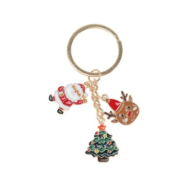 Unique Bargains Christmas Keychain Double Ring Zinc Alloy Multicolored 1 Pc
