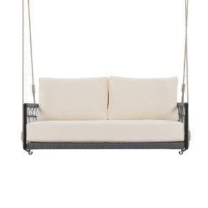 Chery Life 1-Piece Woven Rope Outdoor Swing Sofa with Soft Cushions Seating 2 for Patio, Courtyard and Balcony - 1 of 4