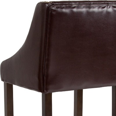Saddle Style 32" Brown Leather and Wood Barstool