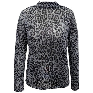 I.N.C International Concepts Womens Animal Print Pullover Blouse, Grey, Large - 1 of 1
