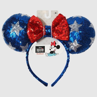Girls' 4th of July Minnie Mouse Ears Headband: Fashion Accessory for All Hair Types, Polyester Material