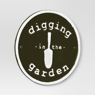 Aluminum Outdoor Patio Garden Sign "Digging in the Garden" Green - Threshold™