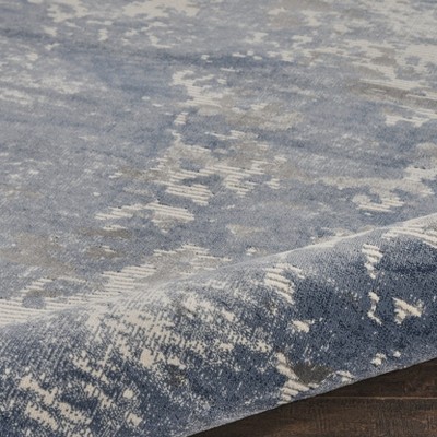 Modern Artistic Abstract Blue 9'3" x 12'9" Synthetic Area Rug