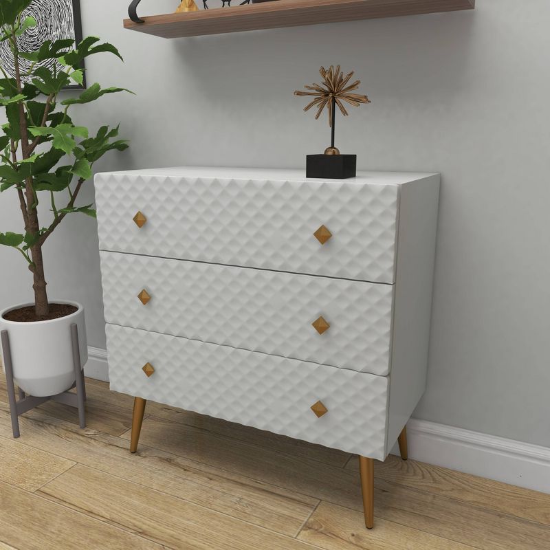 Modern 3 Drawer Wooden Chest White - Olivia &#38; May, 6 of 19