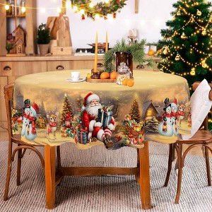 Christmas Tablecloth, Festive Holiday Dining Table Cover with Seasonal Patterns, Dustproof Easy-Care for Home Decor - 1 of 4