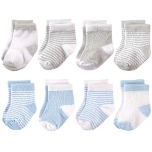 Hudson Baby Infant Boys Cotton Rich Newborn and Terry Socks, Light Blue Gray - 1 of 1