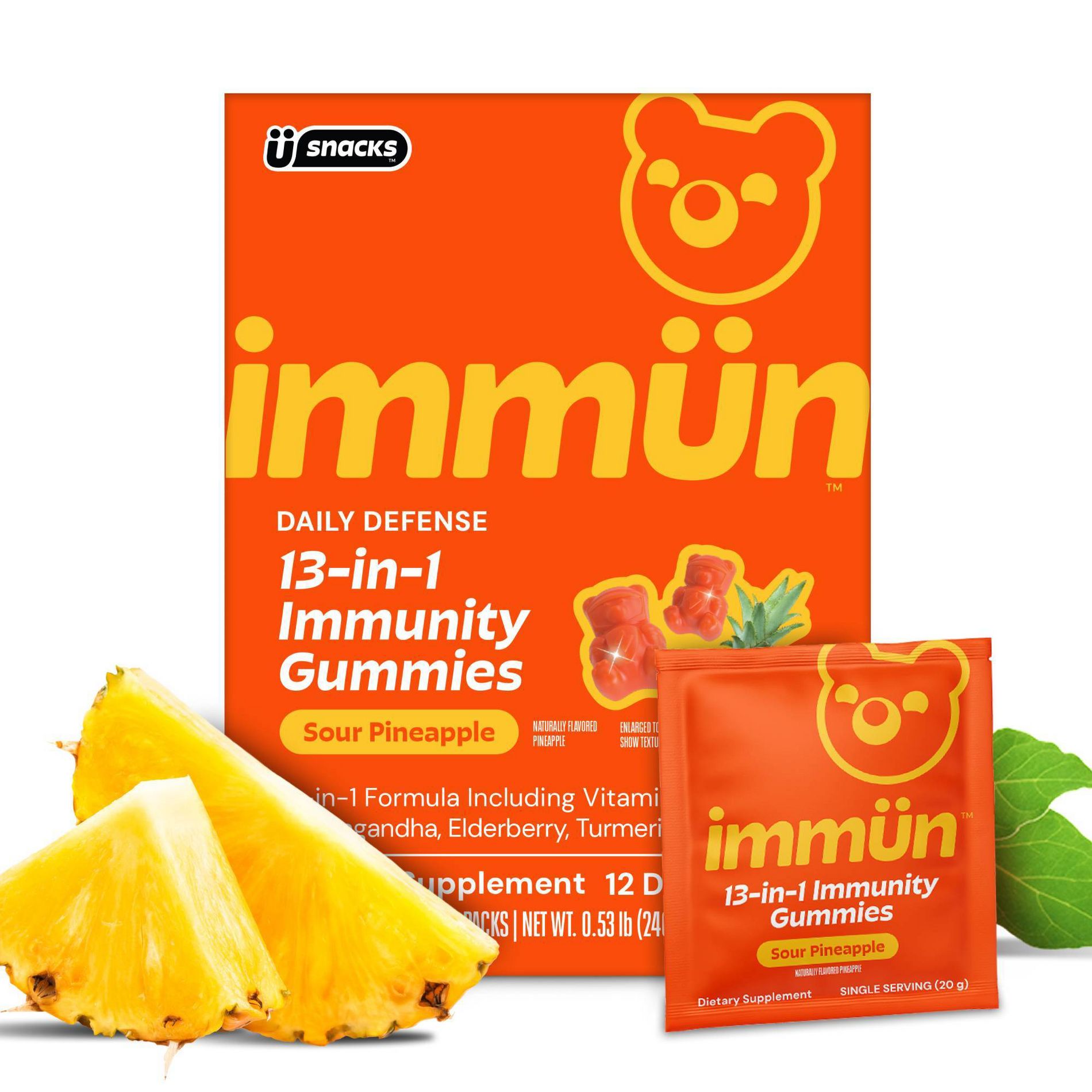 Immün by Grüns Low Sugar Dietary Supplement Gummies - 240g/12 Servings