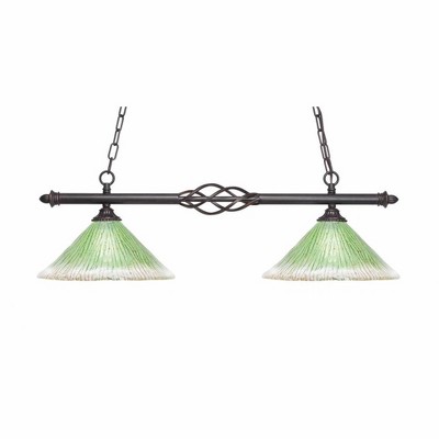 Toltec Lighting Elegante 2 - Light Island Pendant Light in  Dark Granite with 12" Kiwi Green Crystal Shade