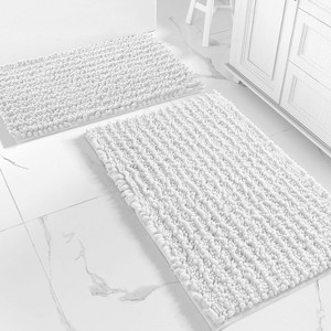 Home Mart Goods Large 2 Piece Set White Soft Cozy Plush Chenille Bath Mat Bathroom Rug - 1 of 4