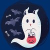 Men's Design By Humans halloween ghost cat By ArtStyleAlice T-Shirt - 2 of 2