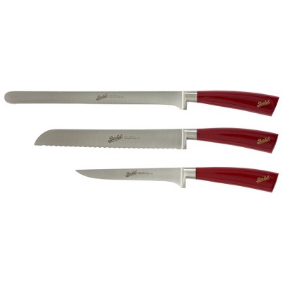 Berkel Elegance Red Stainless Steel 3 Piece Prosciutto Knife Set