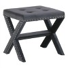 ?Vynxaria Velvet Upholstered Accent Bench ¨C Tufted Entryway & Living Room Seating with Nailhead Trim - 4 of 4