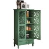 Gulches 55'' Rustic Tall Storage Cabinet (Antique Green) - 2 Carved Doors,Drawer, Solid Wood Legs Accent Cabinet, 80LBS Shelf - 4 of 4