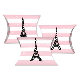 Big Dot of Happiness Paris, Ooh La La - Favor Gift Boxes - Paris Themed Baby Shower or Birthday Party Petite Pillow Boxes - Set of 20 - 1 of 4