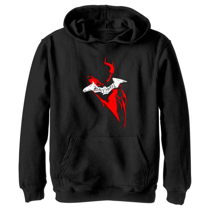 Boy's The Batman Artistic Red & White Graffiti Pull Over Hoodie, 1 of 5