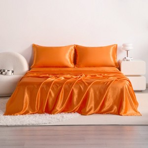 3/4 Pieces Satin Bed Sheet Set, Silky Cooling Soft Sheet Set - NTBAY - 1 of 4
