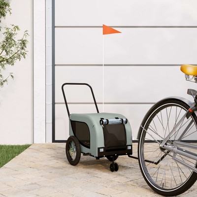 vidaXL Pet Bike Trailer Gray and Black Oxford Fabric and Iron 48.8" x 20.9" x 20.9"