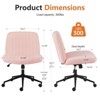 Office Desk Vanity Chair Cross Legged Armless Swivel Fabric Height Adjustable Wide Seat with Replaceable Wheels/Fixed Base, Comfy Task Chair Padded - 4 of 4