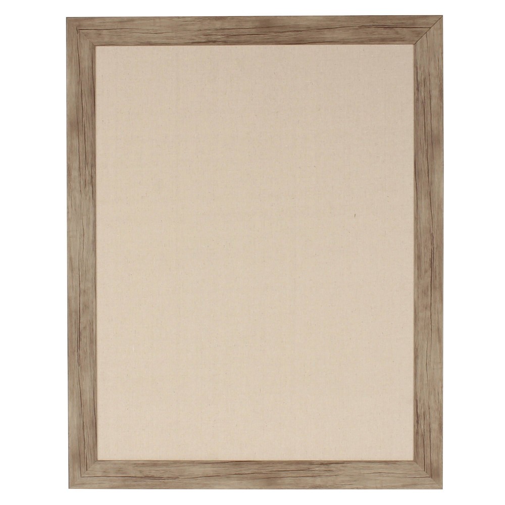 Photos - Dry Erase Board / Flipchart DesignOvation 18" x 27" Rustic Wood Beatrice Pinboard Brown : Linen Fabric