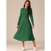 INSPIRE CHIC Women's Long Sleeve Round Neck Casual Stretchy A-Line Midi Dress - 3 of 4
