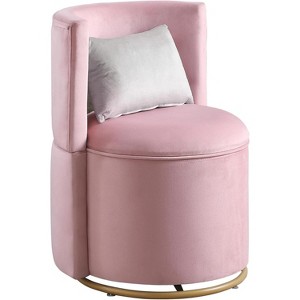 Acekool 360° Swivel Lounge Chair with Storage - Pink Velvet & Round Design - 1 of 4