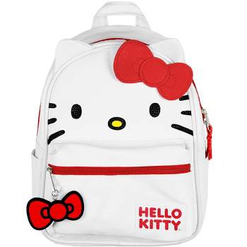 Hello Kitty Signature Bow Face and 3D Ear Design Faux Leather Mini Backpack White