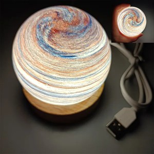 USB Fantasy Rainbow Planet Light Astronomical Ornaments Desktop Decorative Lights Art Crafts Wooden Case Gifts for Wedding Party - 1 of 4