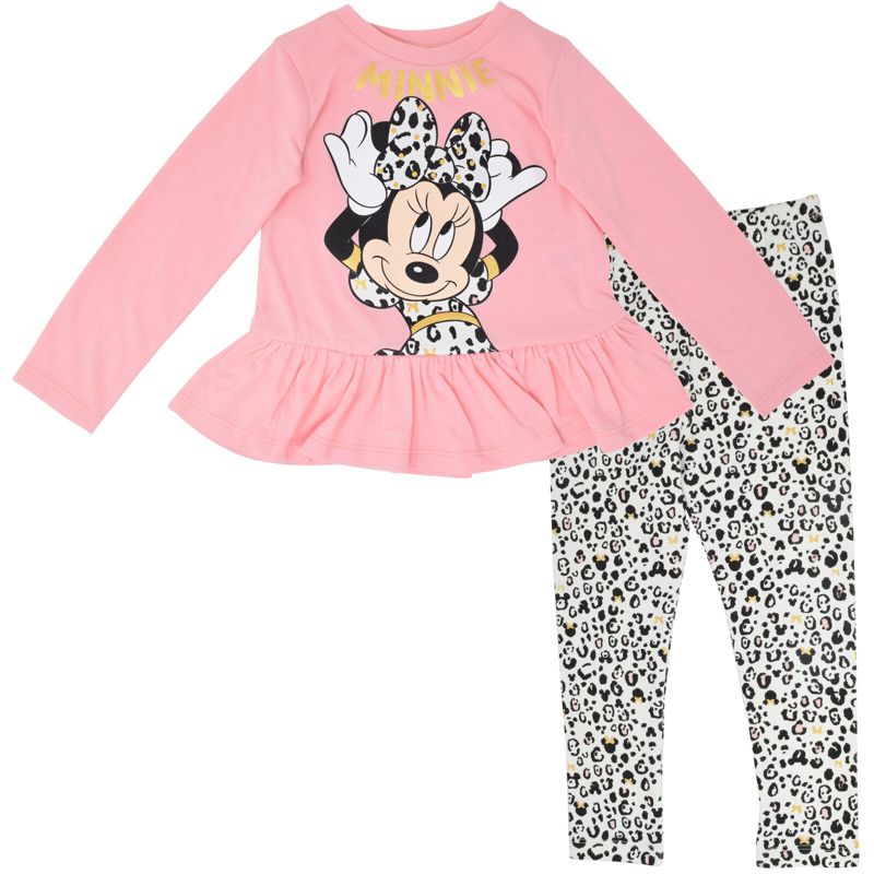 Disney Minnie Mouse Mickey Mouse T-Shirt and Leggings Outfit Set Infant to Big Kid, 1 of 6