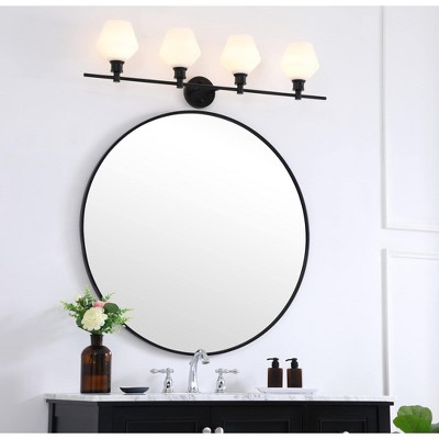 Gene 4-Light Brass and Frosted White Glass Dimmable Wall Sconce