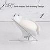 Aoibox Self Draining Bar Soap Holder for Bathroom Sink, Leaf Shaped Drainage Ceramic Marble Porcelain Decorative Soap Dish, No Suction Cup - 3 of 4