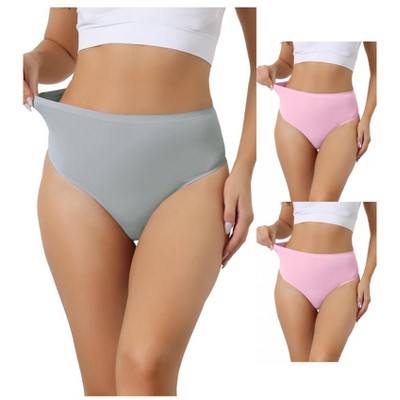 Allegra K Women's High-Waisted Tummy Control Stretch T-back Breathable Comfortable Thongs 3 Packs