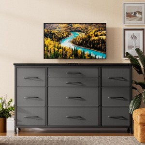 55" 10-Drawer Dresser TV Stand - Wide Storage Unit with Fabric Drawers for Bedroom - 1 of 4