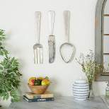 Set of 3 Aluminum Utensils Knife Spoon and Fork Wall Decors Silver - Olivia & May