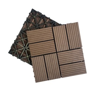 Gulches 20pcs Wood Deck Tiles, Composite Decking Resist Rust, Weather, Indoor, Outdoor, DIY Interlocking Decking Tiles, Floor Tile, Light Coffee - 1 of 4